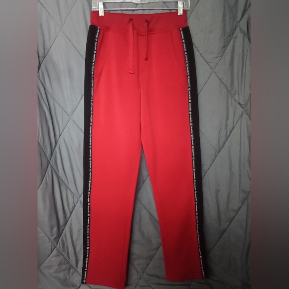 Women's akademiks Joggers Red & Black Sweatpants High Rise Elastic Waist Band - Picture 1 of 16